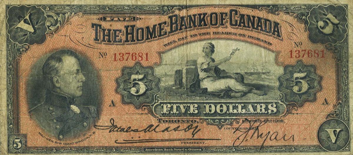 Front of Canada pS1087b: 5 Dollars from 1904