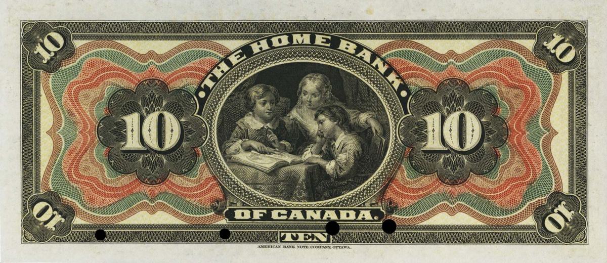 Back of Canada pS1088s: 10 Dollars from 1904