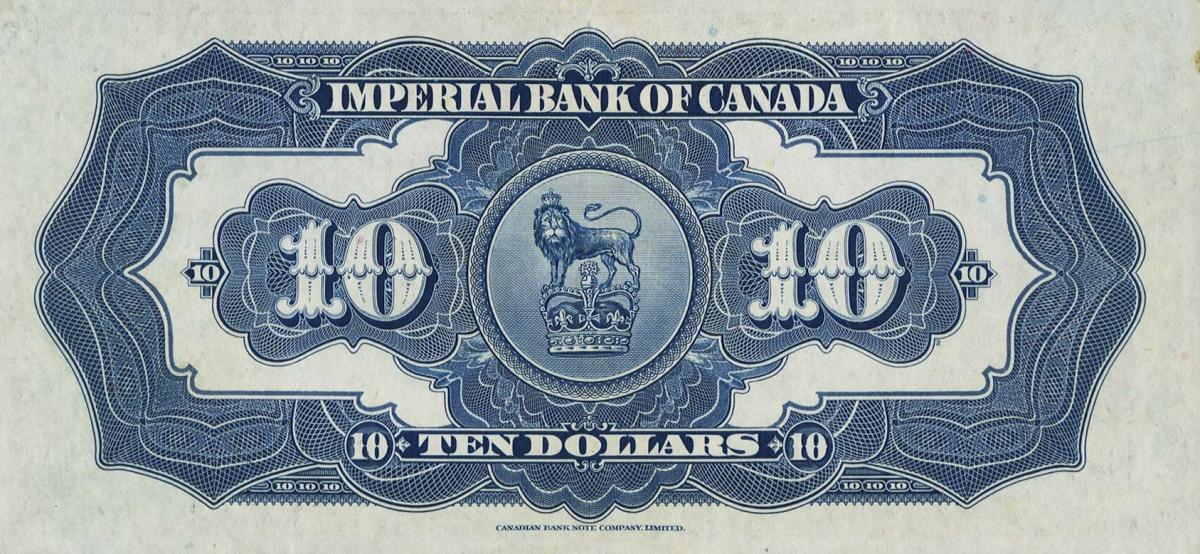 Back of Canada pS1143a: 10 Dollars from 1923