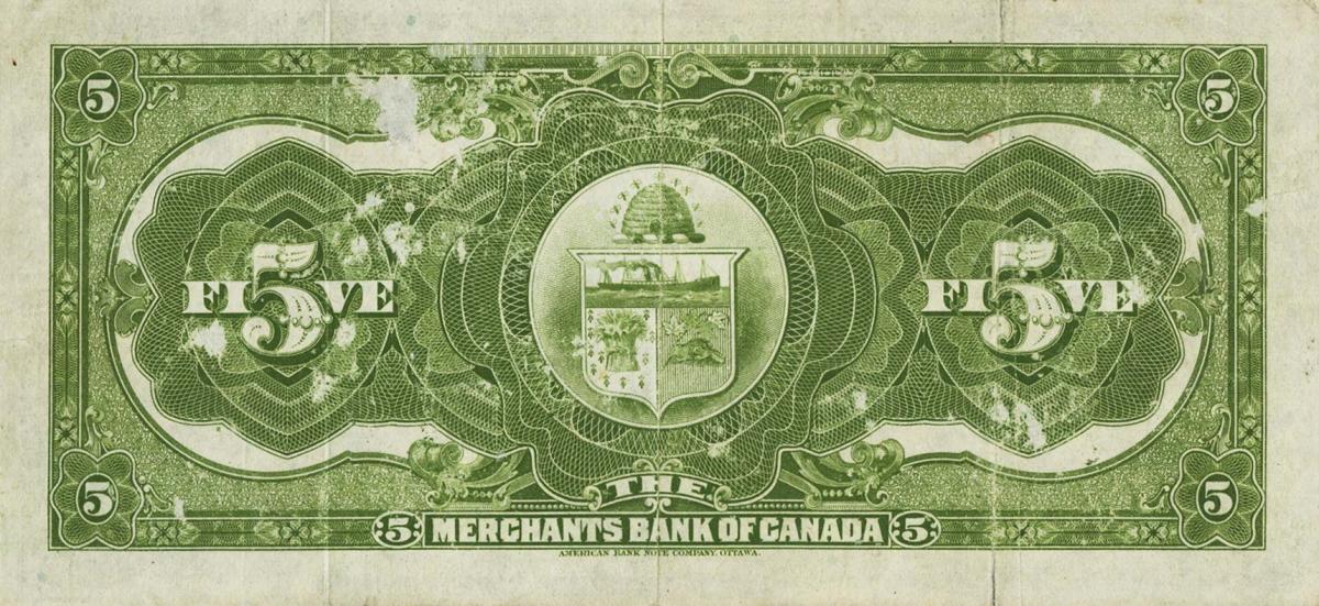 Back of Canada pS1167: 5 Dollars from 1917