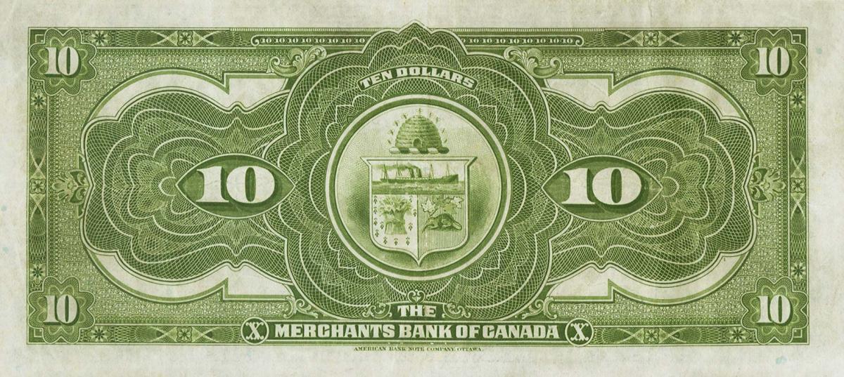 Back of Canada pS1168: 10 Dollars from 1917