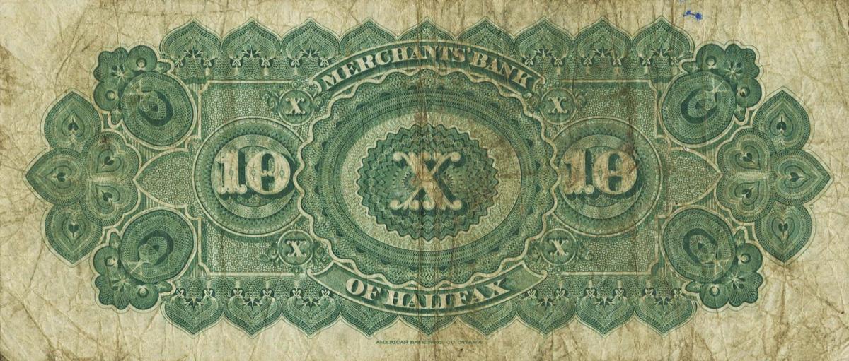 Back of Canada pS1185a: 10 Dollars from 1880