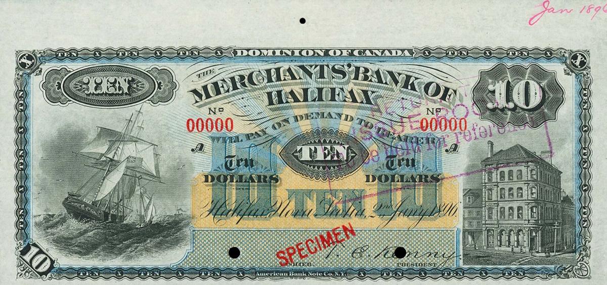 Front of Canada pS1185s: 10 Dollars from 1880