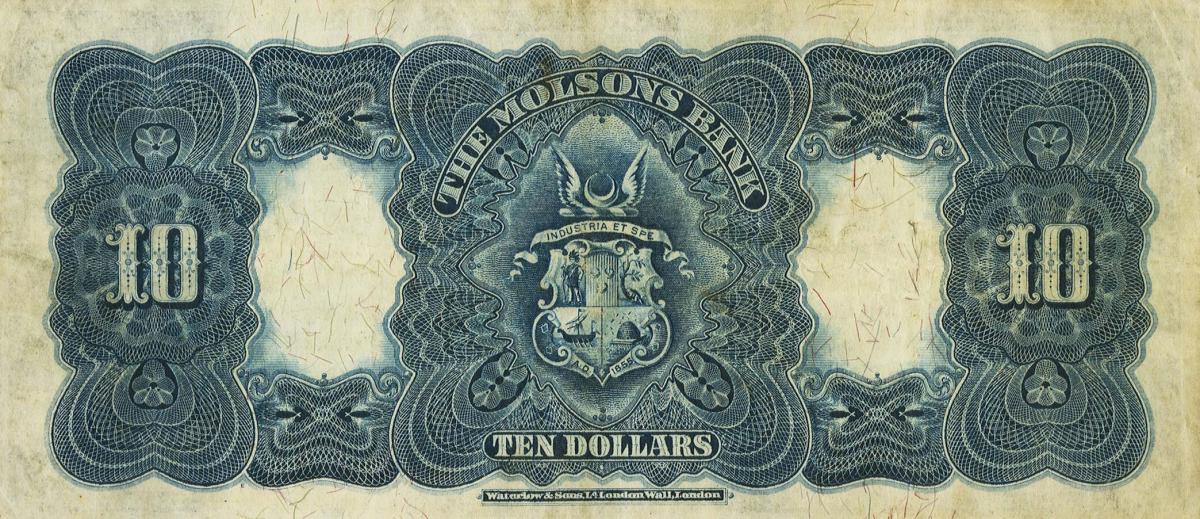 Back of Canada pS1239: 10 Dollars from 1916