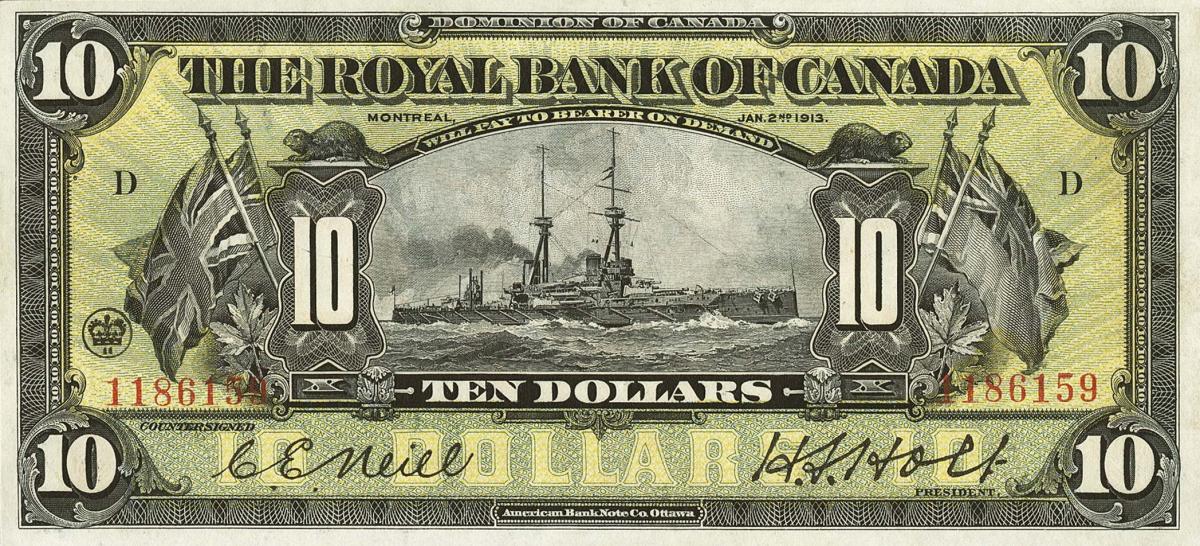 Front of Canada pS1379a: 10 Dollars from 1913