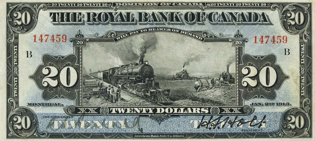 Front of Canada pS1380a: 20 Dollars from 1913