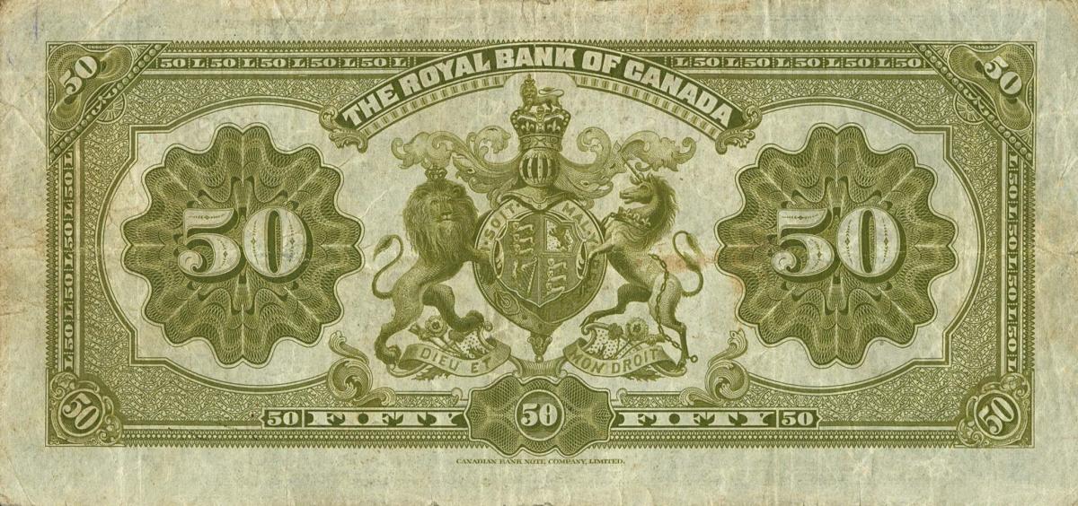 Back of Canada pS1381a: 50 Dollars from 1913