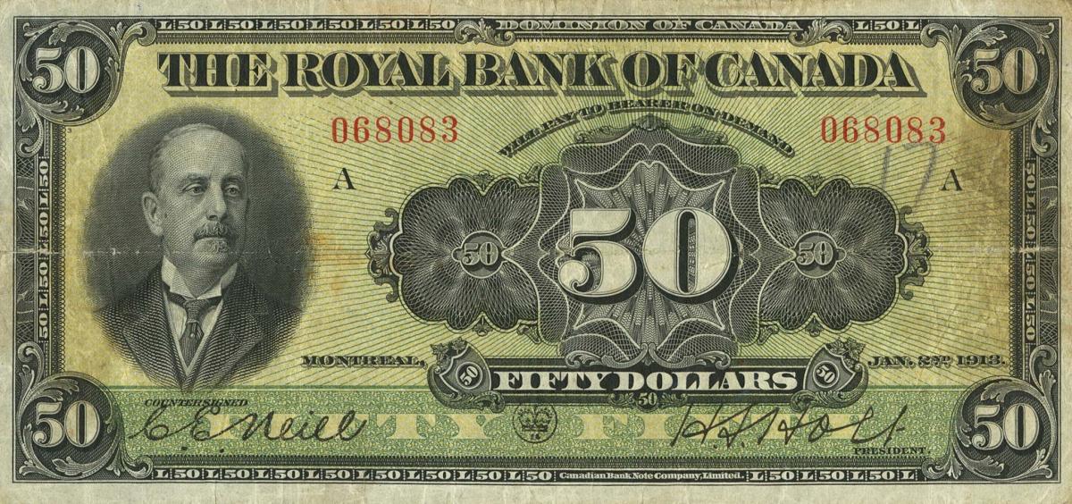 Front of Canada pS1381a: 50 Dollars from 1913