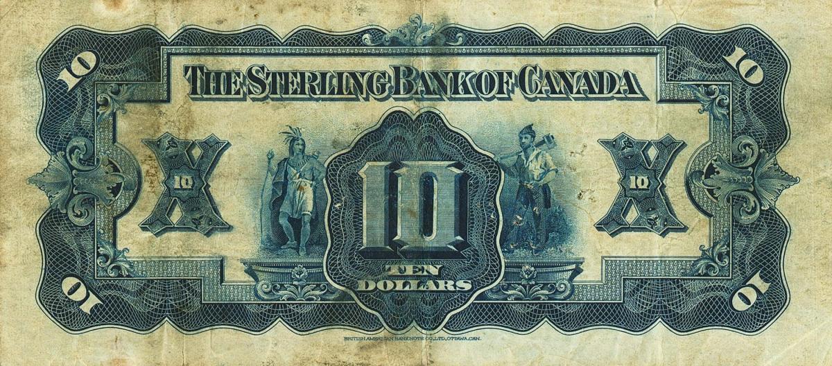 Back of Canada pS1453: 10 Dollars from 1921