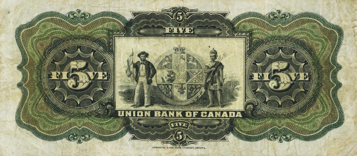 Back of Canada pS1493A: 5 Dollars from 1907