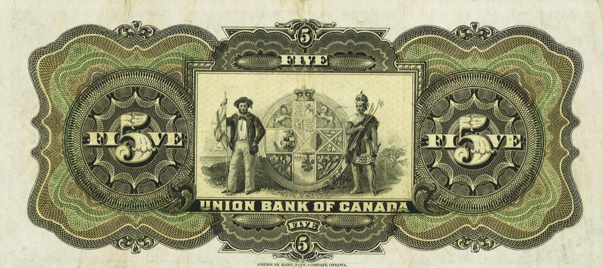 Back of Canada pS1495a: 5 Dollars from 1912