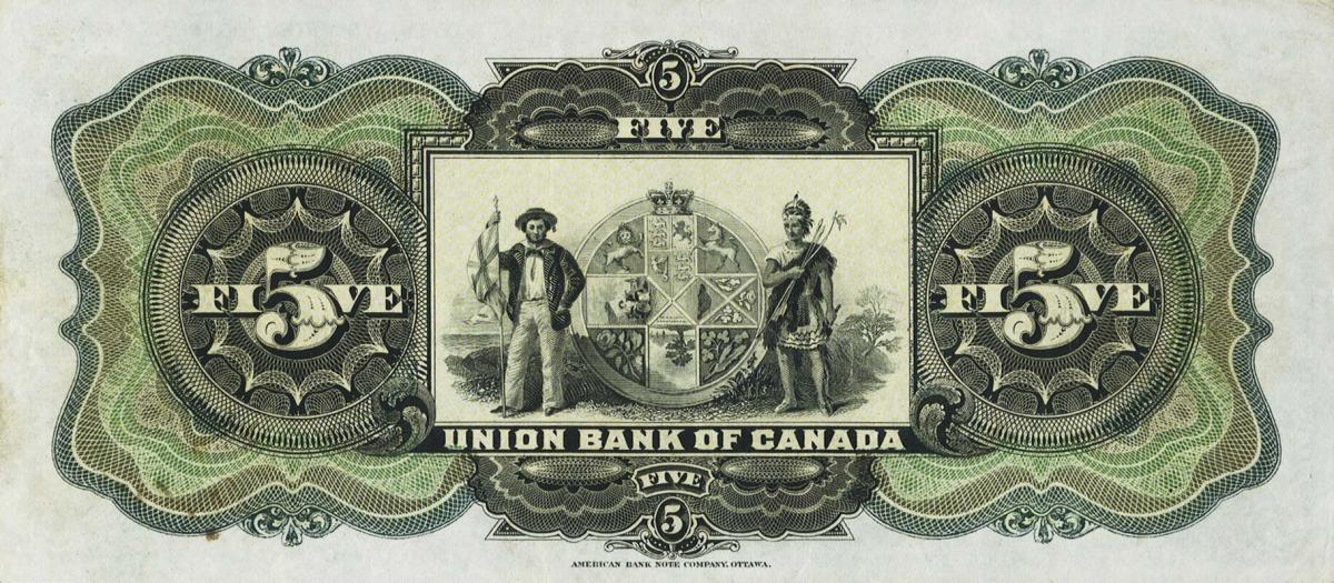 Back of Canada pS1495b: 5 Dollars from 1912
