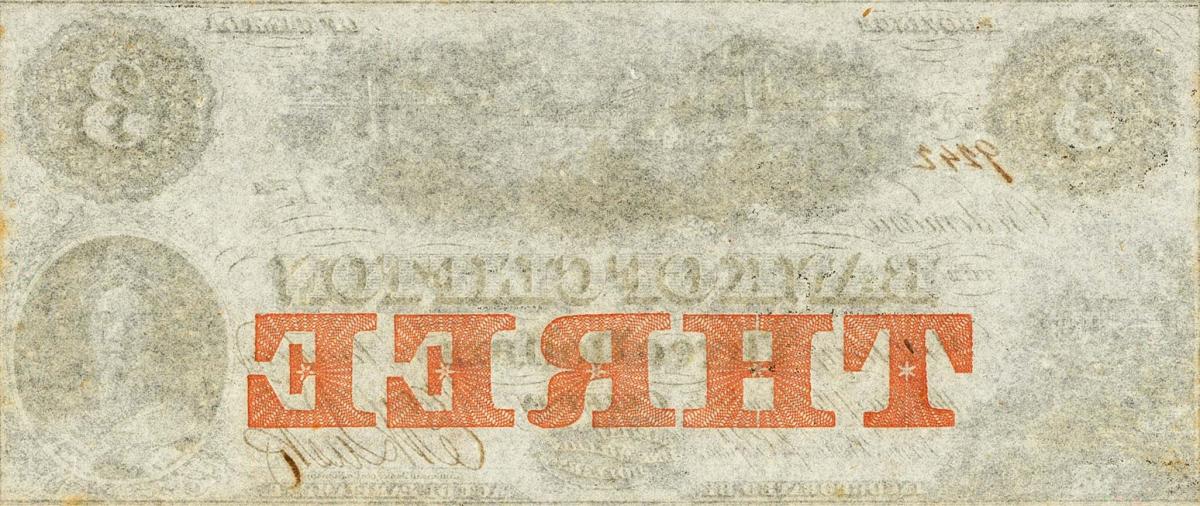 Back of Canada pS1658: 3 Dollars from 1859