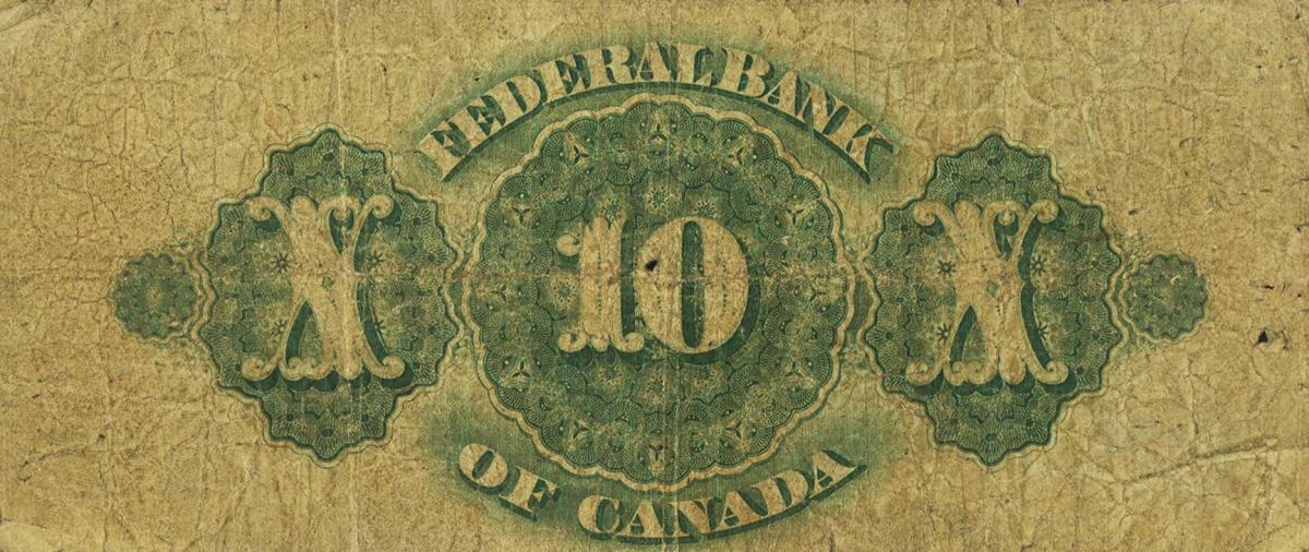 Back of Canada pS1784: 10 Dollars from 1874