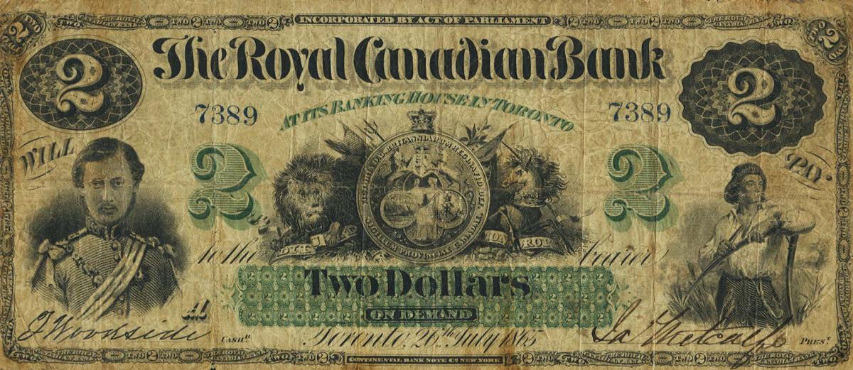 Front of Canada pS1944Ba: 2 Dollars from 1865