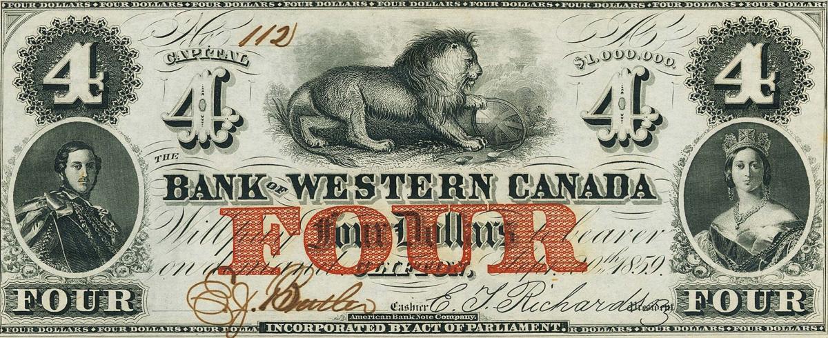 Front of Canada pS2040b: 4 Dollars from 1859