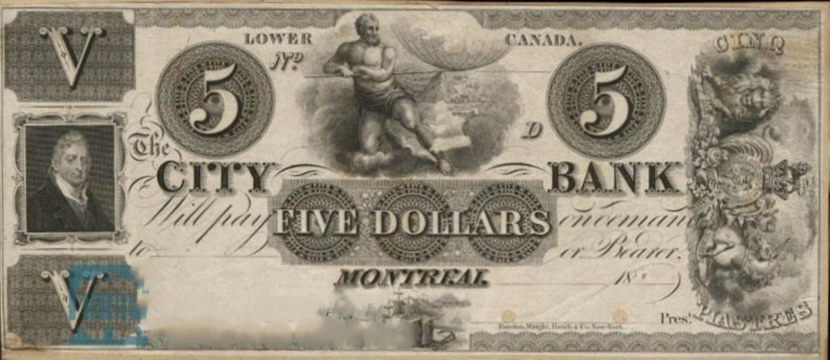 Front of Canada pS478: 5 Dollars from 1835