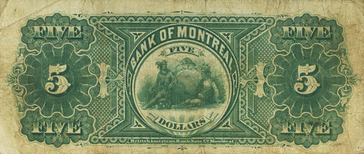 Back of Canada pS520: 5 Dollars from 1888