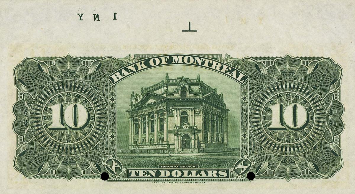 Back of Canada pS534s: 10 Dollars from 1904