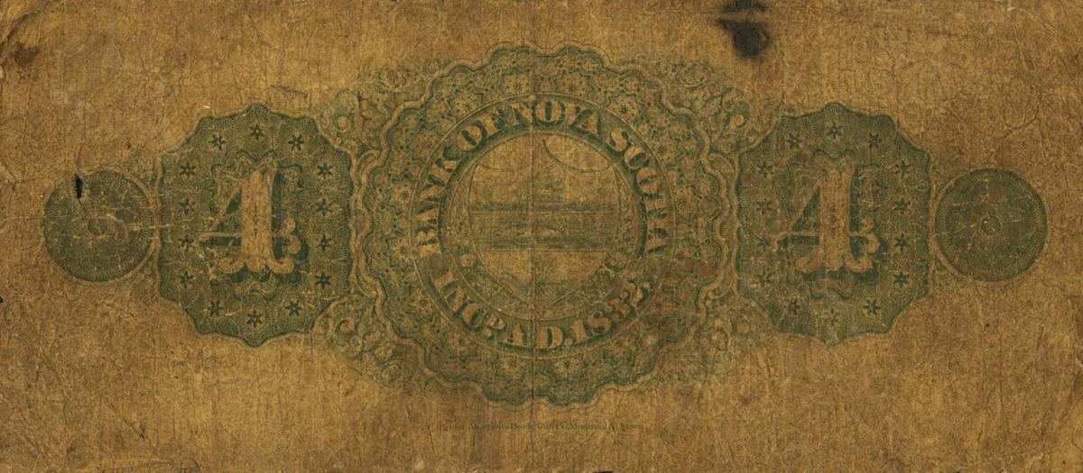 Back of Canada pS616a: 4 Dollars from 1870