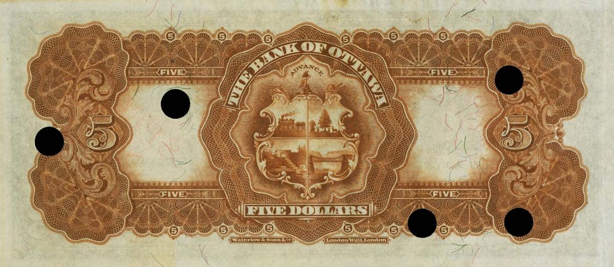 Back of Canada pS662s: 5 Dollars from 1913