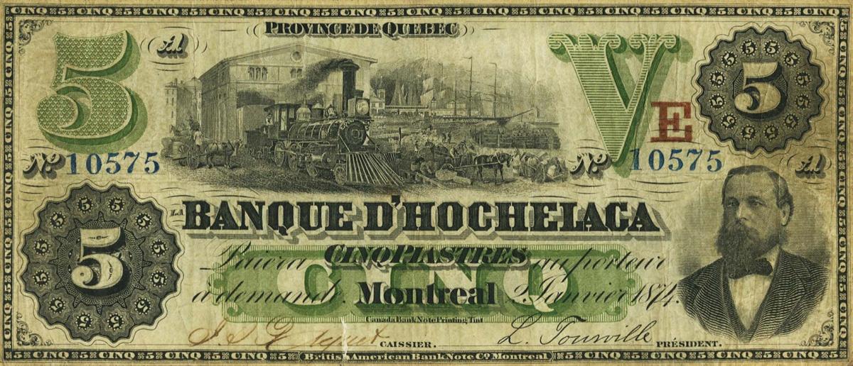 Front of Canada pS723a: 5 Dollars from 1874