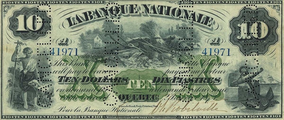 Front of Canada pS852: 10 Dollars from 1873