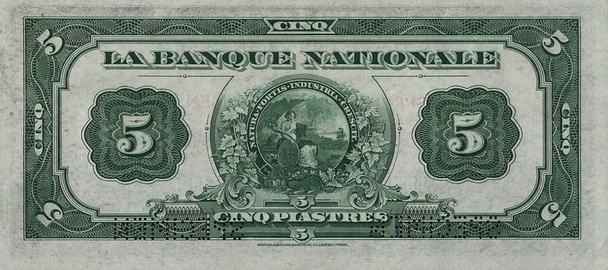 Back of Canada pS871s: 5 Dollars from 1922