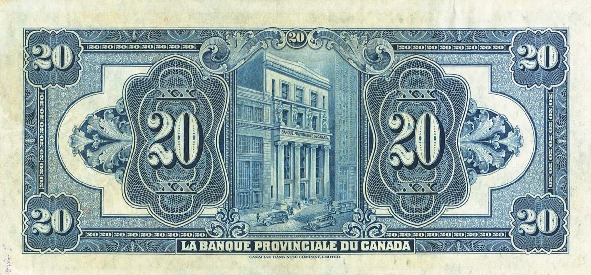 Back of Canada pS918: 20 Dollars from 1928