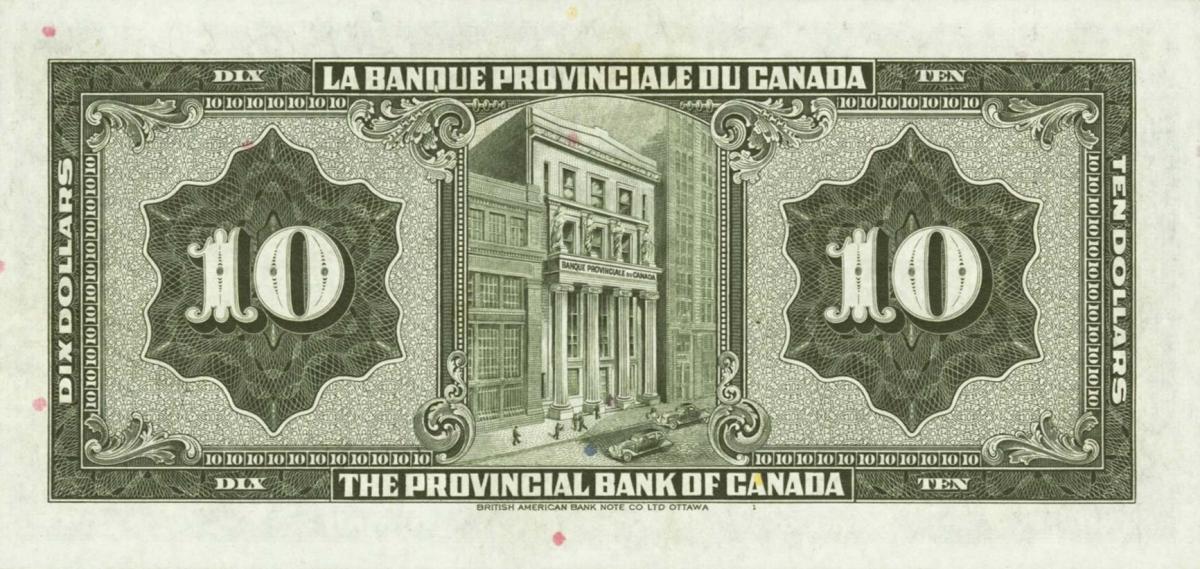 Back of Canada pS920: 10 Dollars from 1935