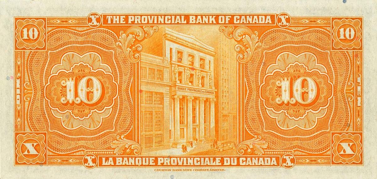 Back of Canada pS922a: 10 Dollars from 1936