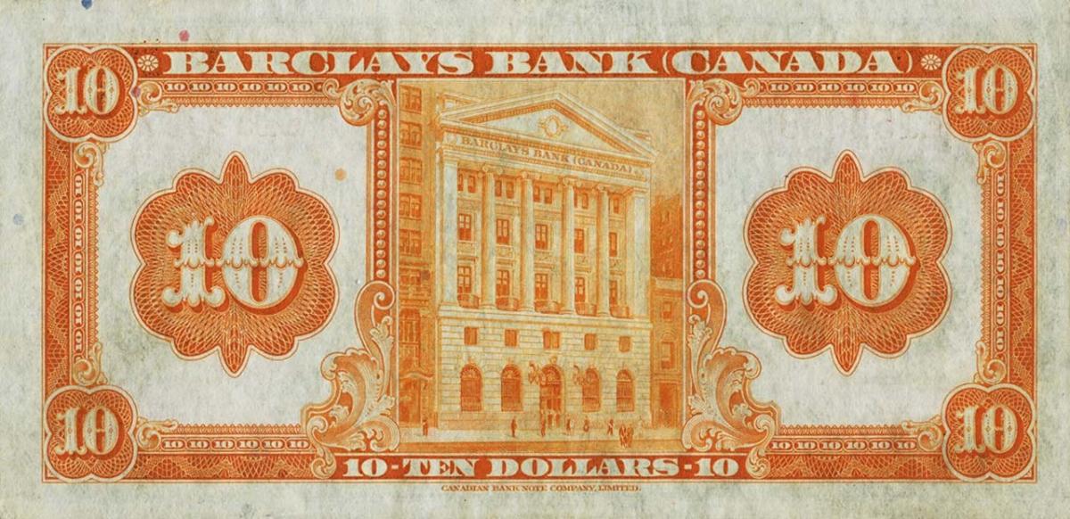 Back of Canada pS951b: 10 Dollars from 1935