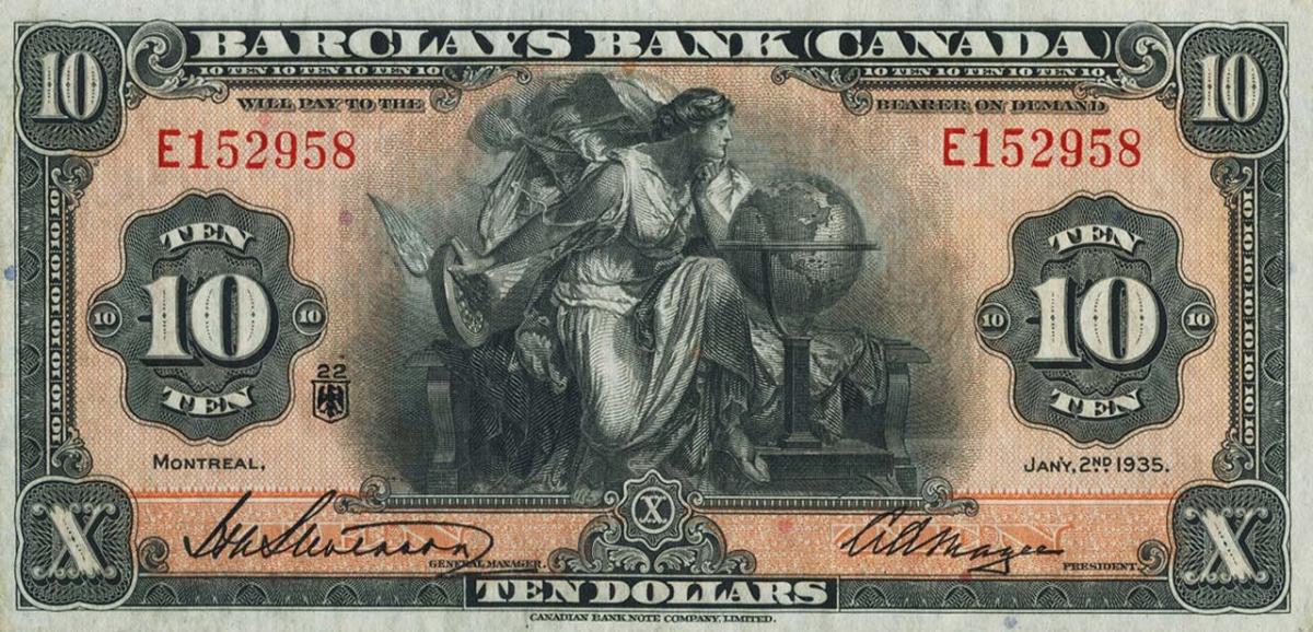 Front of Canada pS951b: 10 Dollars from 1935