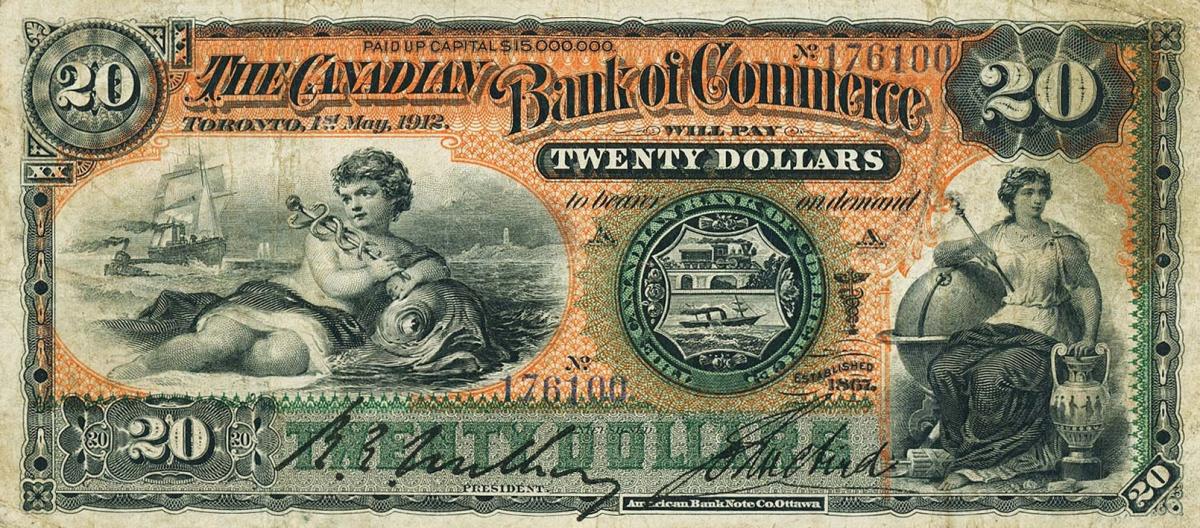 Front of Canada pS962i: 20 Dollars from 1888