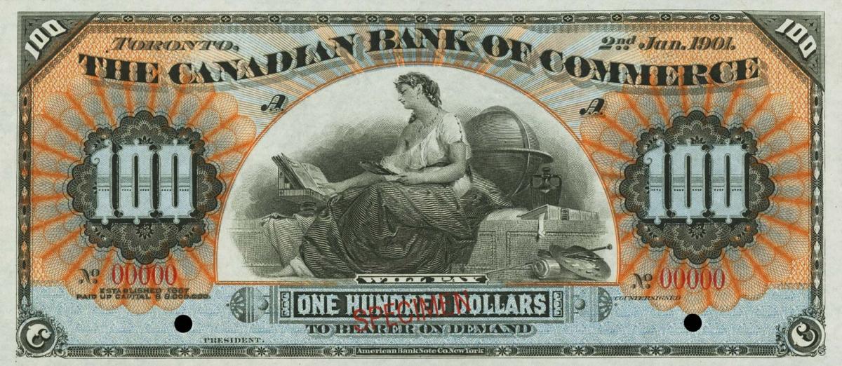 Front of Canada pS964s: 100 Dollars from 1888