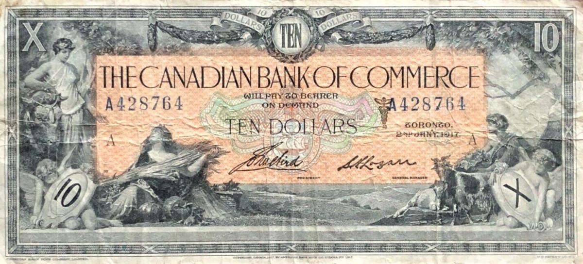 Front of Canada pS966Af: 10 Dollars from 1917