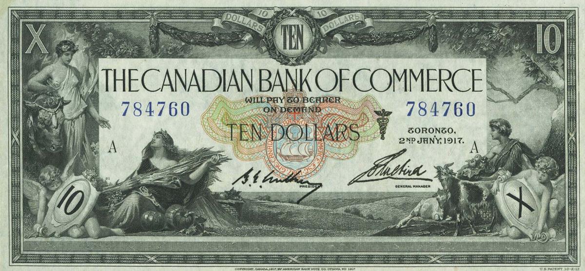 Front of Canada pS966a: 10 Dollars from 1917