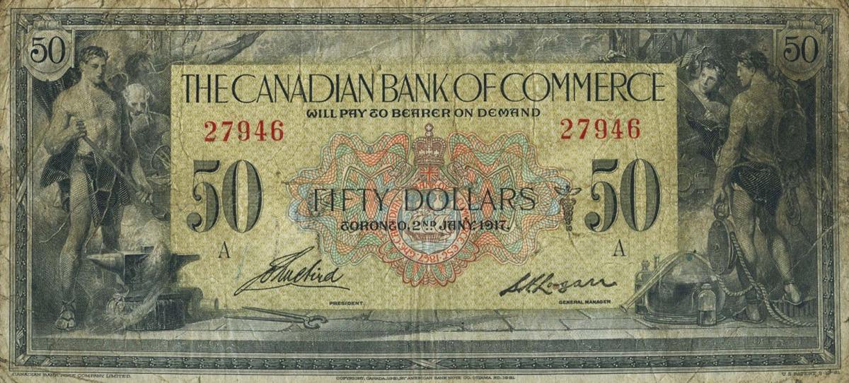 Front of Canada pS968Aa: 50 Dollars from 1917