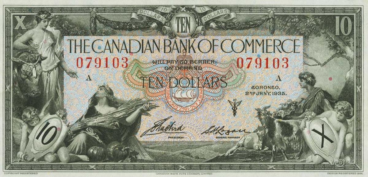 Front of Canada pS971a: 10 Dollars from 1935