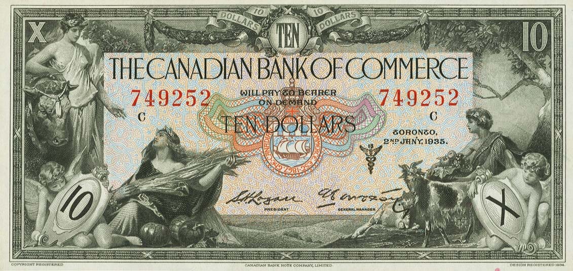 Front of Canada pS971b: 10 Dollars from 1935