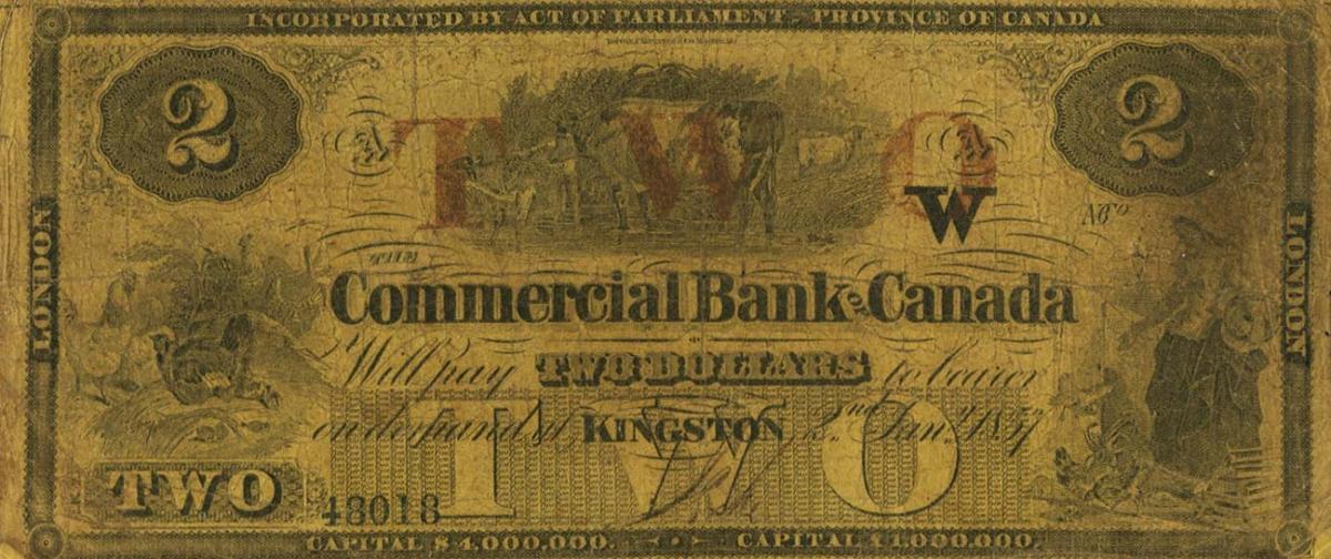 Front of Canada pS974b: 2 Dollars from 1857