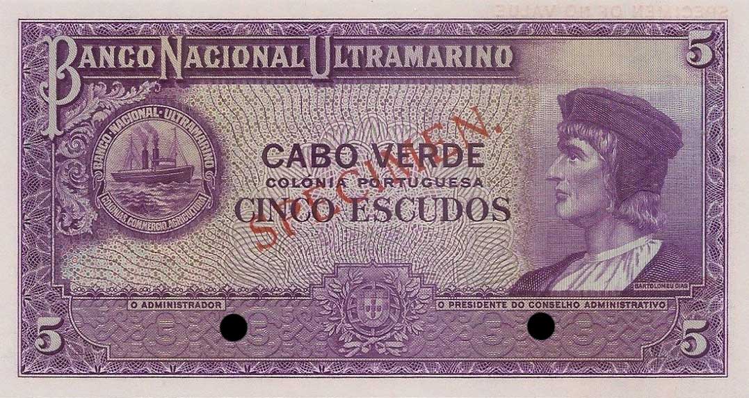 Front of Cape Verde p41ct: 5 Escudos from 1945