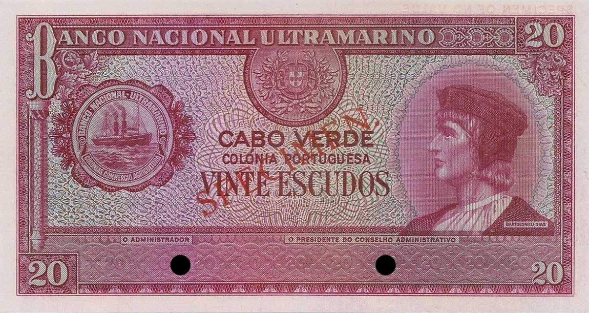 Front of Cape Verde p43ct: 20 Escudos from 1945