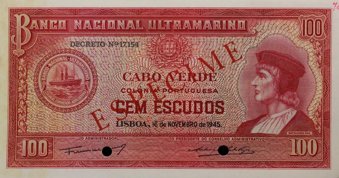 Front of Cape Verde p45s: 100 Escudos from 1945