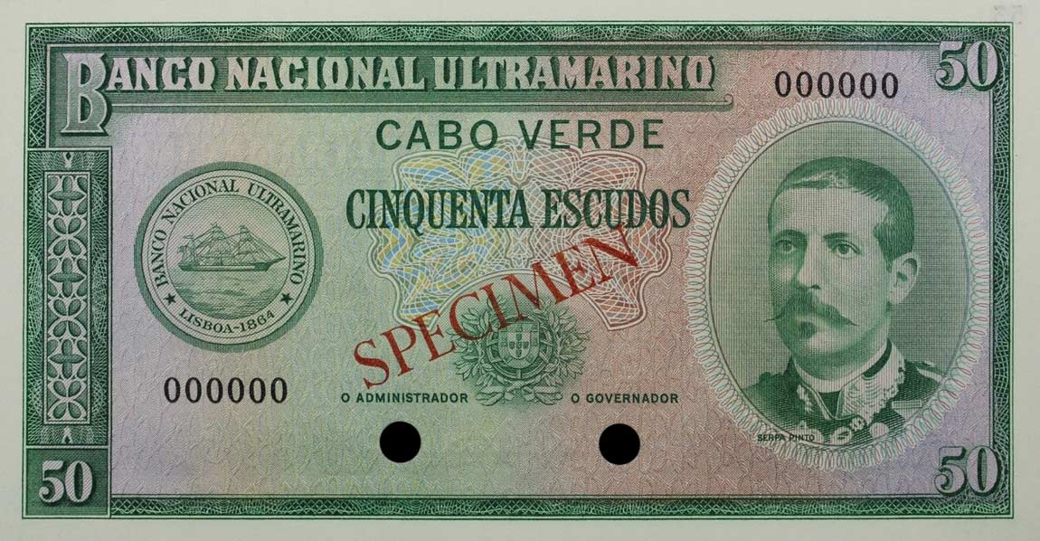 Front of Cape Verde p48s: 50 Escudos from 1958