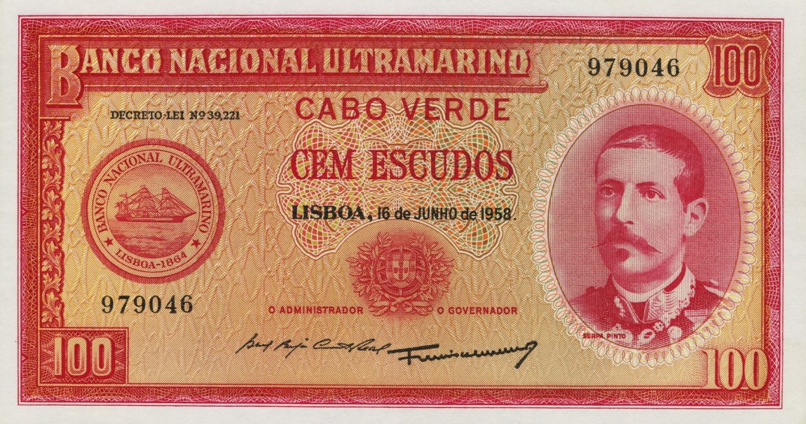 Front of Cape Verde p49a: 100 Escudos from 1958