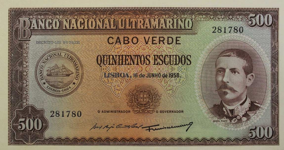 Front of Cape Verde p50a: 500 Escudos from 1958