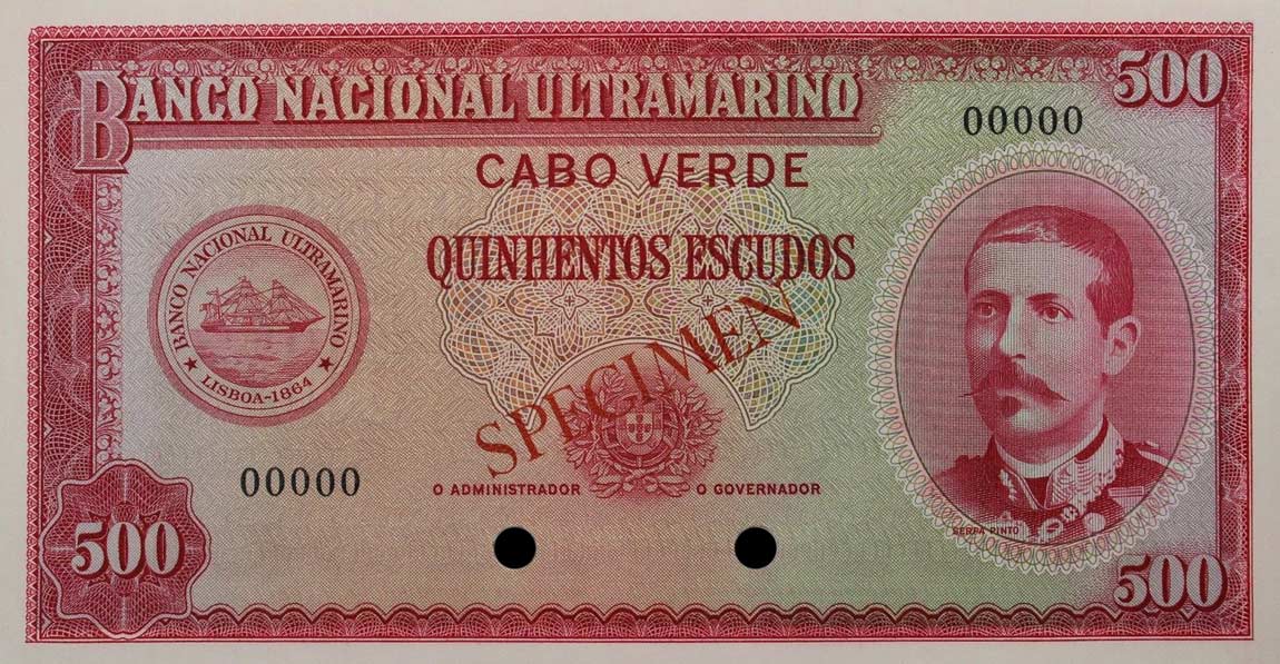 Front of Cape Verde p50ct: 500 Escudos from 1958