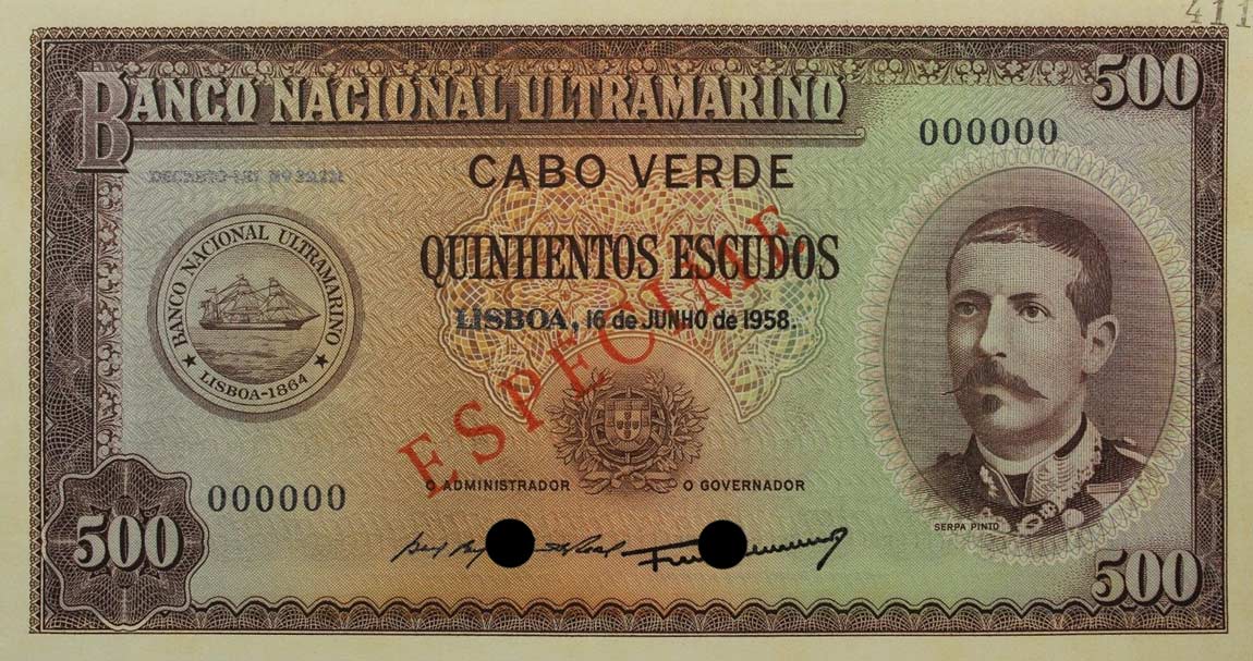 Front of Cape Verde p50s: 500 Escudos from 1958