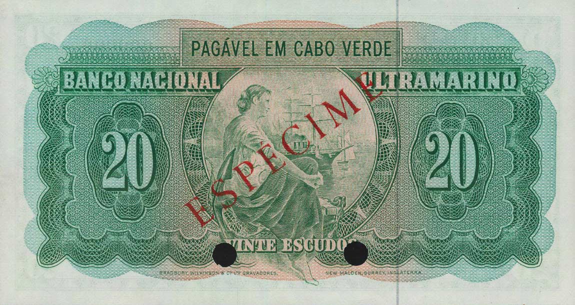 Back of Cape Verde p52s: 20 Escudos from 1974